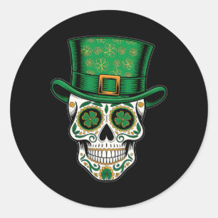 San Patties Irish Lucky Shamrock Sugar Skull St Pa Classic Round Sticker