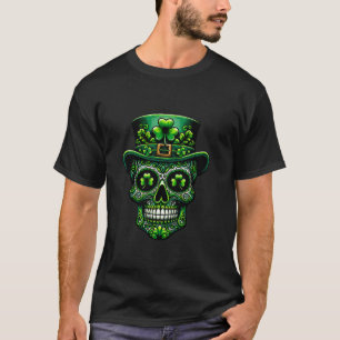 San Patties Irish Sugar Skull Day Of Dead St Patri T-Shirt