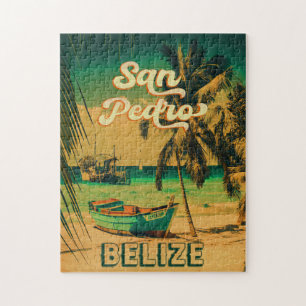 San Pedro Belise Vintage Palm Trees Souvenirs Jigsaw Puzzle