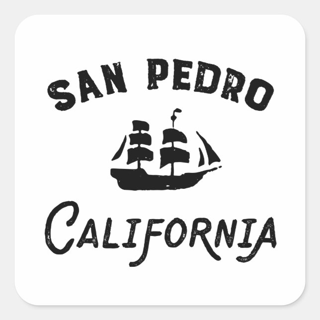 San Pedro Port of Los Angeles California Tall Ship Square Sticker (Front)