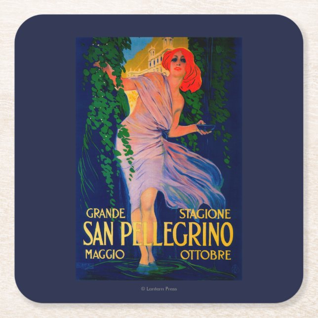 San Pellegrino Vintage PosterEurope Square Paper Coaster (Front)