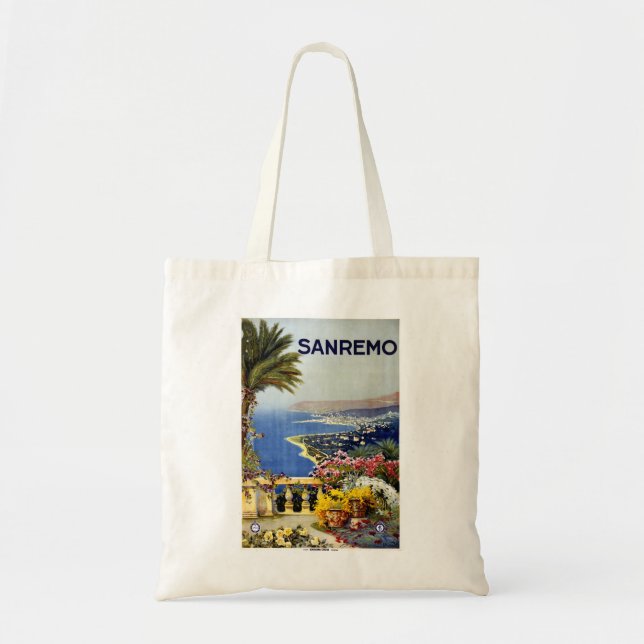 San Remo Italian Mediterranean Travel Poster 1920 Tote Bag (Front)
