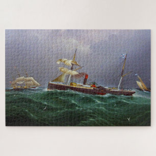 San Salvadore Sailing Paddlewheel Ship 1886 Jigsaw Puzzle