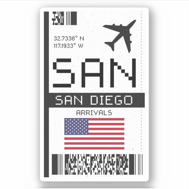 SAN San Diego, California Airport Boarding Pass (Front)