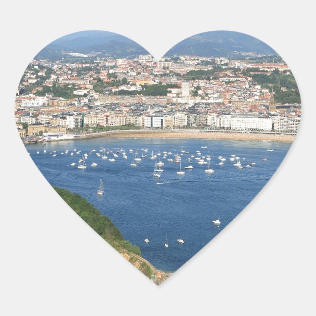 San Sebastian Basque Country Spain scenic view Heart Sticker (Front)