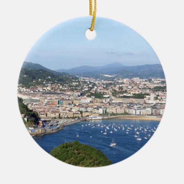 San Sebastian beautiful scenic coastline Ceramic Ornament (Front)