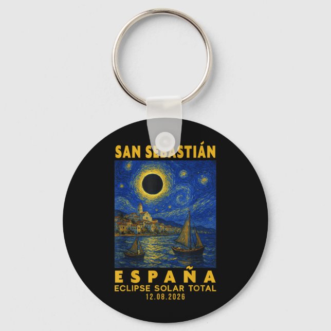 San Sebastián España Eclipse Solar Total 2026 Key Ring (Front)