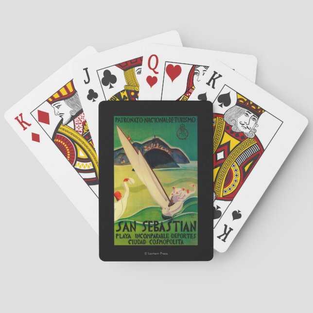 San Sebastian Vintage PosterEurope Playing Cards (Back)