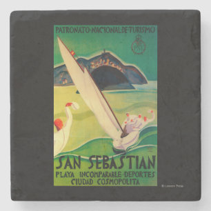 San Sebastian Vintage PosterEurope Stone Coaster