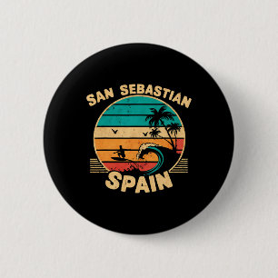 San Sestian Spain City Pionate About Surfing Waves 6 Cm Round Badge