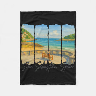 San Sestián Spain Travel Trip Brushstroke Spain So Fleece Blanket