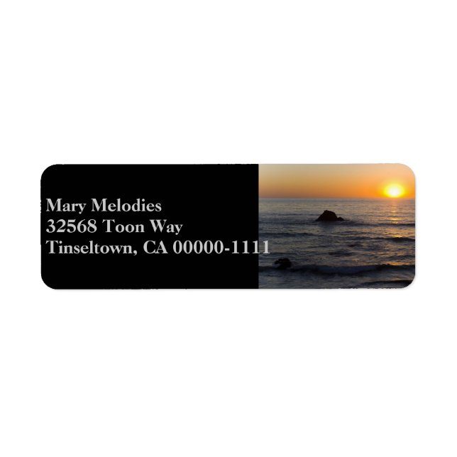 San Simeon Sunset Black Address Label Return Address Label (Front)