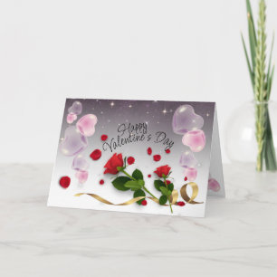 san Valentín con corazones de burbujas Card