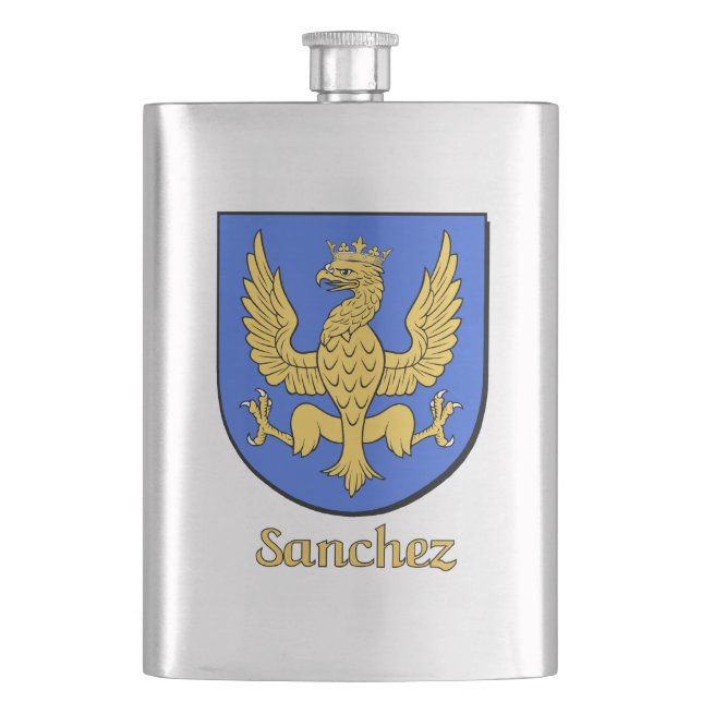 Sanchez Heraldic Shield Hip Flask (Front)