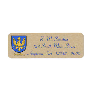 Sanchez Heraldic Shield Return Address Label