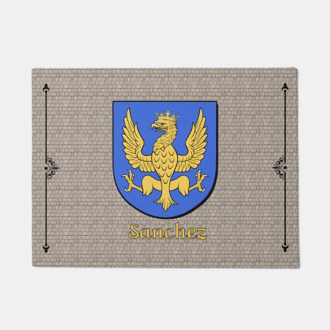 Sanchez Historical Shield on Cobblestone Doormat (Front)