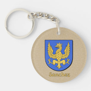 Sanchez Historical Shield with Spanish Flag Key Ring