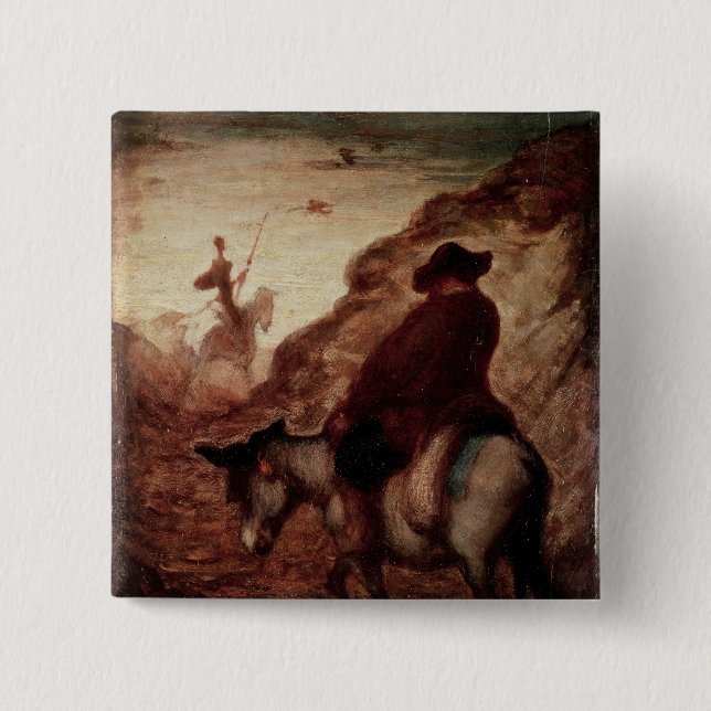 Sancho and Don Quixote, 19th century 15 Cm Square Badge (Front)