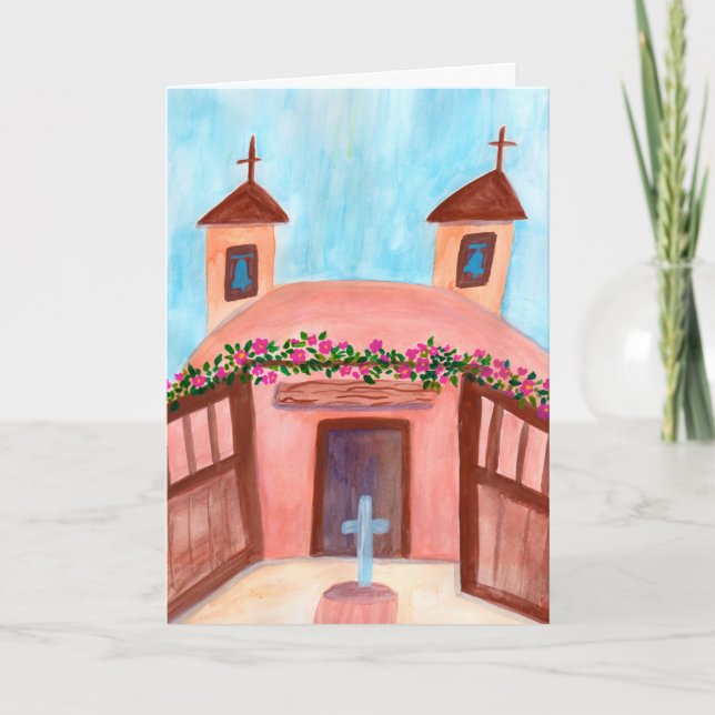 Sanctuario de Chimayo Watercolor New Mexico CUSTOM Card (Front)