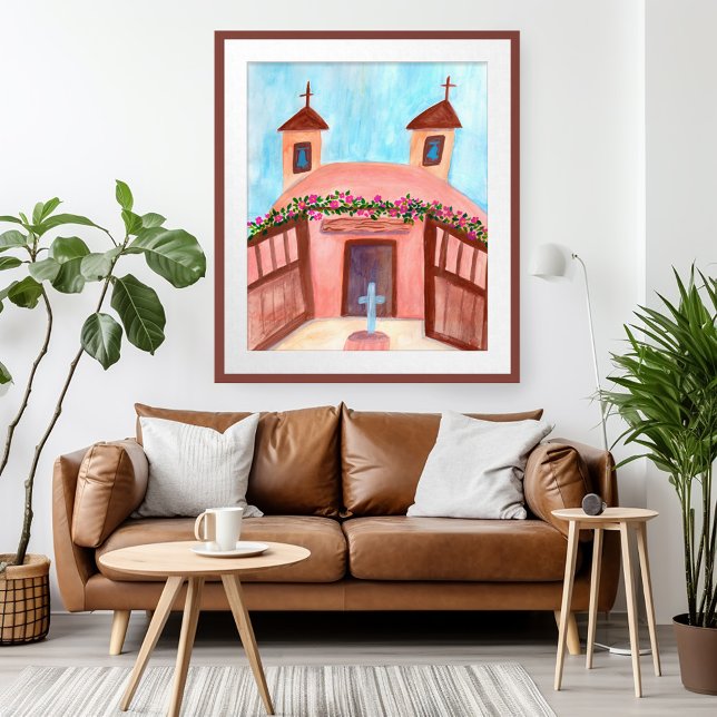 Sanctuario de Chimayo Watercolor New Mexico Poster (Sanctuario de Chimayo Watercolor New Mexico Poster Wall Art)