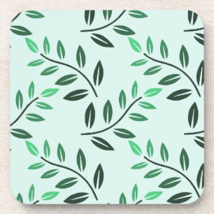 Sanctuary and Self-Love Spa Minimalist Green Leave Coaster