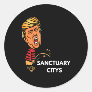 Sanctuary City Opponent Patriotic Law Enforcement Classic Round Sticker