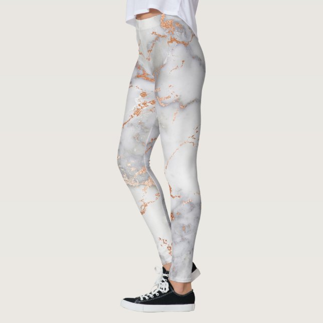 Sand Accents and White Abstract Pattern Leggings (Left)