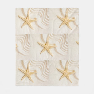 Sand and a Starfish natural neutral colour Fleece Blanket