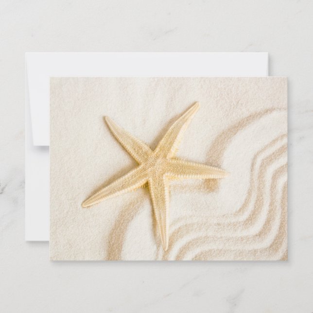 Sand and a Starfish natural neutral colour  RSVP Card (Front)