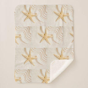 Sand and a Starfish natural neutral colour Sherpa Blanket