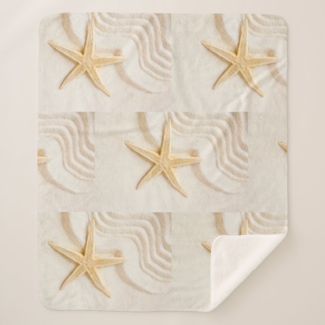 Sand and a Starfish natural neutral colour  Sherpa Blanket (Front)