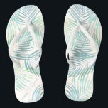 Sand and Palms Beach Wedding Bridal Party Thongs<br><div class="desc">Watercolor palm branches and a sandy wash with beach blue accents. A modern,  elegant yet breezy design.
Great gear for your bridal party. They can kick their shoes off and dance the night away. Stuff them into the pretty tote bag in the collection. They'll use them over and over.</div>