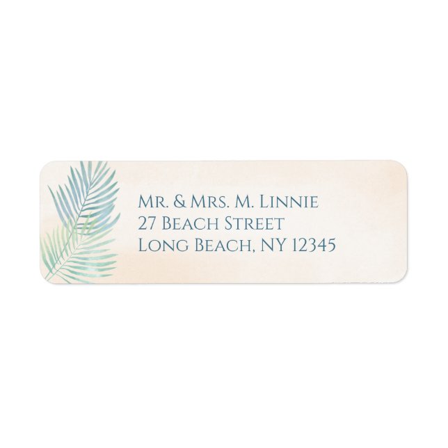Sand and Palms Beach Wedding Return Address Label (Front)