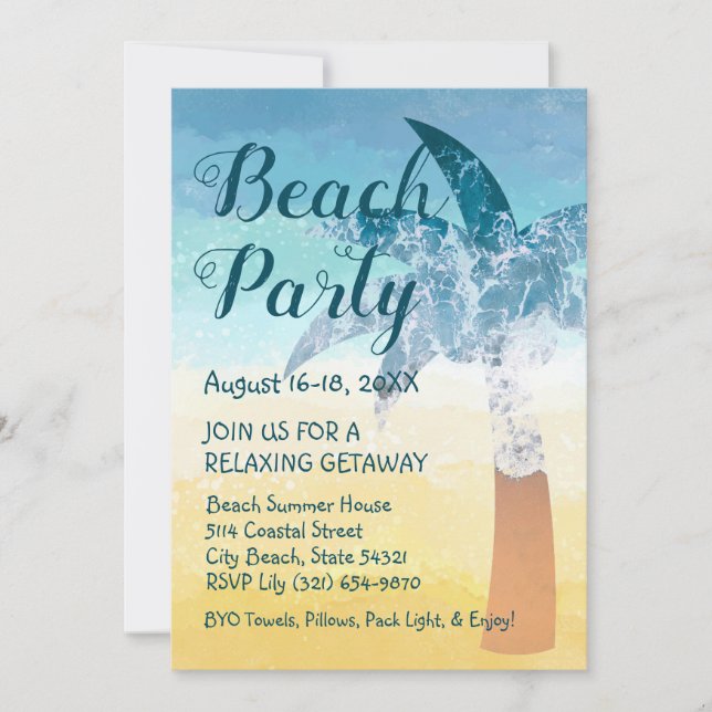 Sand and Sea Beach Getaway Invitation (Front)