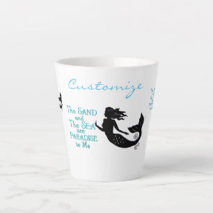 Sand and Sea Beach Mermaid Thunder_Cove Latte Mug