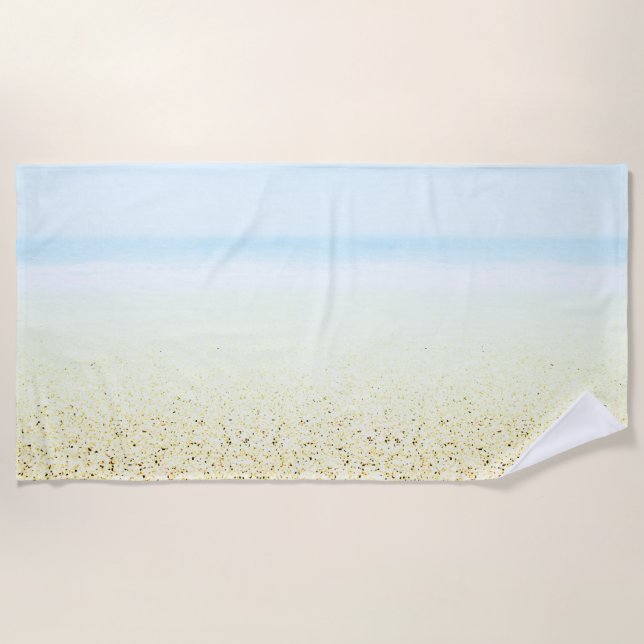 Sand and Sea Calm Coastal Beach Towel (Front)