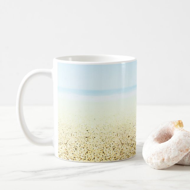Sand and Sea Calm Coastal Coffee Mug (With Donut)