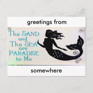 sand and sea mermaid postcard
