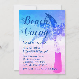 Sand and Sea Palm Tree Beach Getaway Invitation