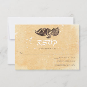 Sand and Sea Shells/Beach Wedding RSVP Card