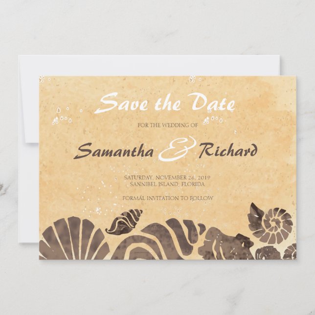 Sand and Sea Shells/Beach Wedding-Save the Date Save The Date (Front)