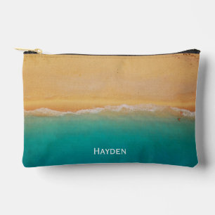Sand and Sea Shoreline Photo Personalised Accessory Pouch
