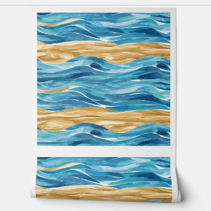 Sand and Sea Tiled Ocean Decor Wallpaper