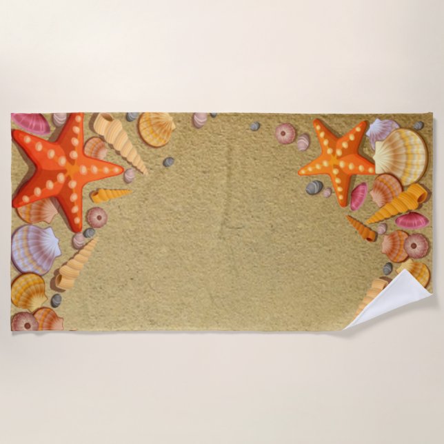 Sand and Shells Beach Towel (Front)
