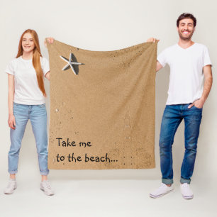 Sand and Starfish Custom Message Beach Fleece Blanket