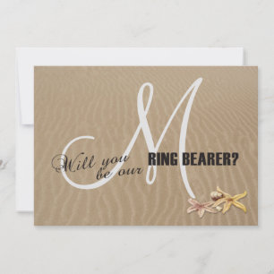 Sand and Starfishes Beach Monogram Ring Bearer