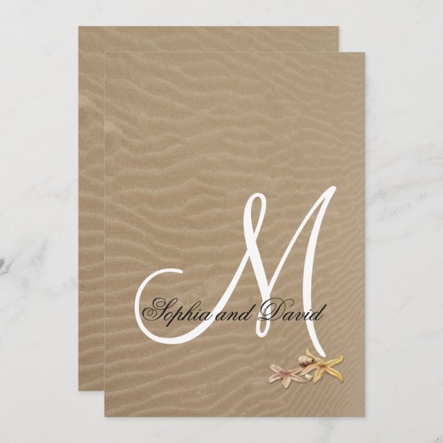 Sand and Starfishes Beach Wedding Invitation (Front/Back)
