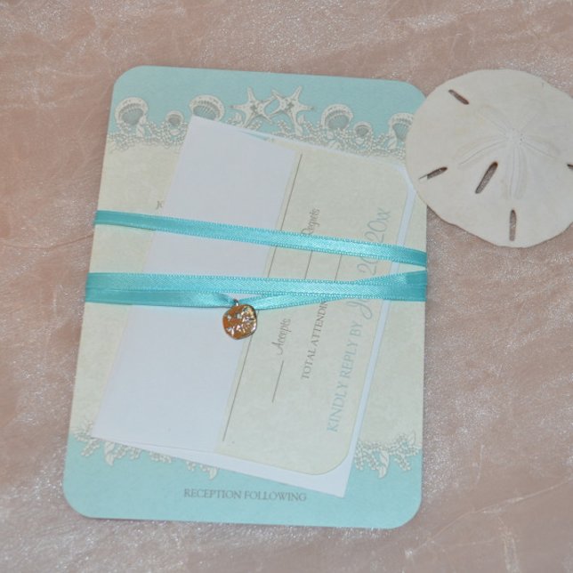 Sand and Stars Shell Garland Wedding Invitation (Creator Uploaded)