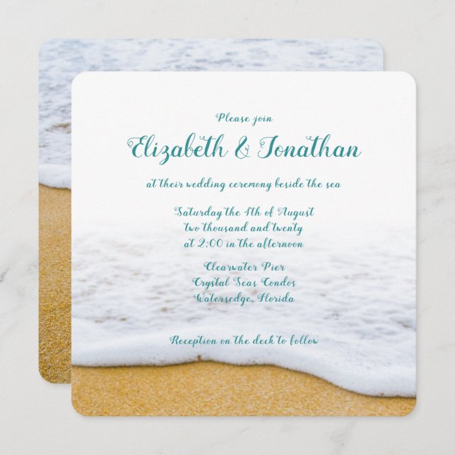 Sand and Surf Casual Wedding Ceremony Invitation (Front/Back)