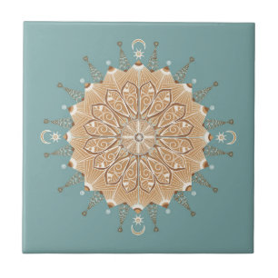 Sand and Turquoise Decorative Ceramic Tile